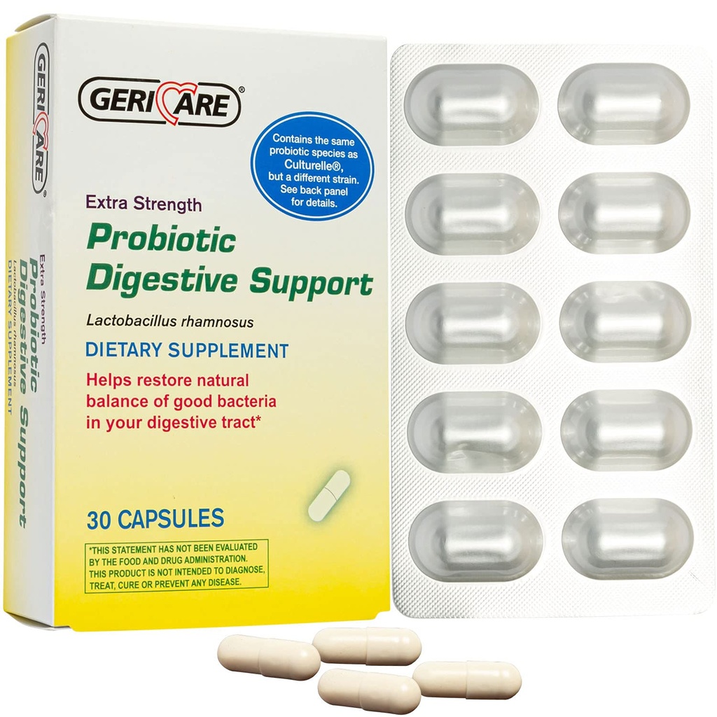 GeriCare Probiotic Soutien digestif de 20 milliards de CFU Lactobacillus Rhamnosus R-11 Probiotique quotidien maintient votre système digestif équilibré de 30 capsules
