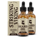 Striking Viking Beard olio per gli uomini - 2 Fl Oz, Confezione da 2, Vanilla Scent - Condizionato naturalmente con mandorla, Tea Tree, Argan & Jojoba olio per la crescita del cuscinetto, Ammorbidente & idratante