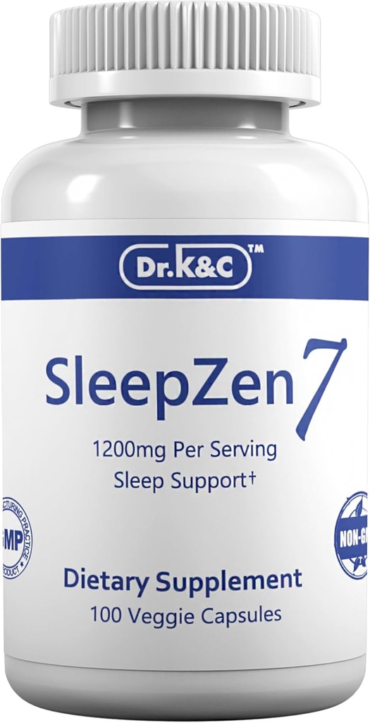 Dr.K&C SleepZen7 Sleep Supplement – Tutte le piante botaniche naturali Sourced 1200 mg 100 Veggie Capsule Sostegno dormiente Organic Tart Cherry Valerian Root Extract No Filler Non OGM