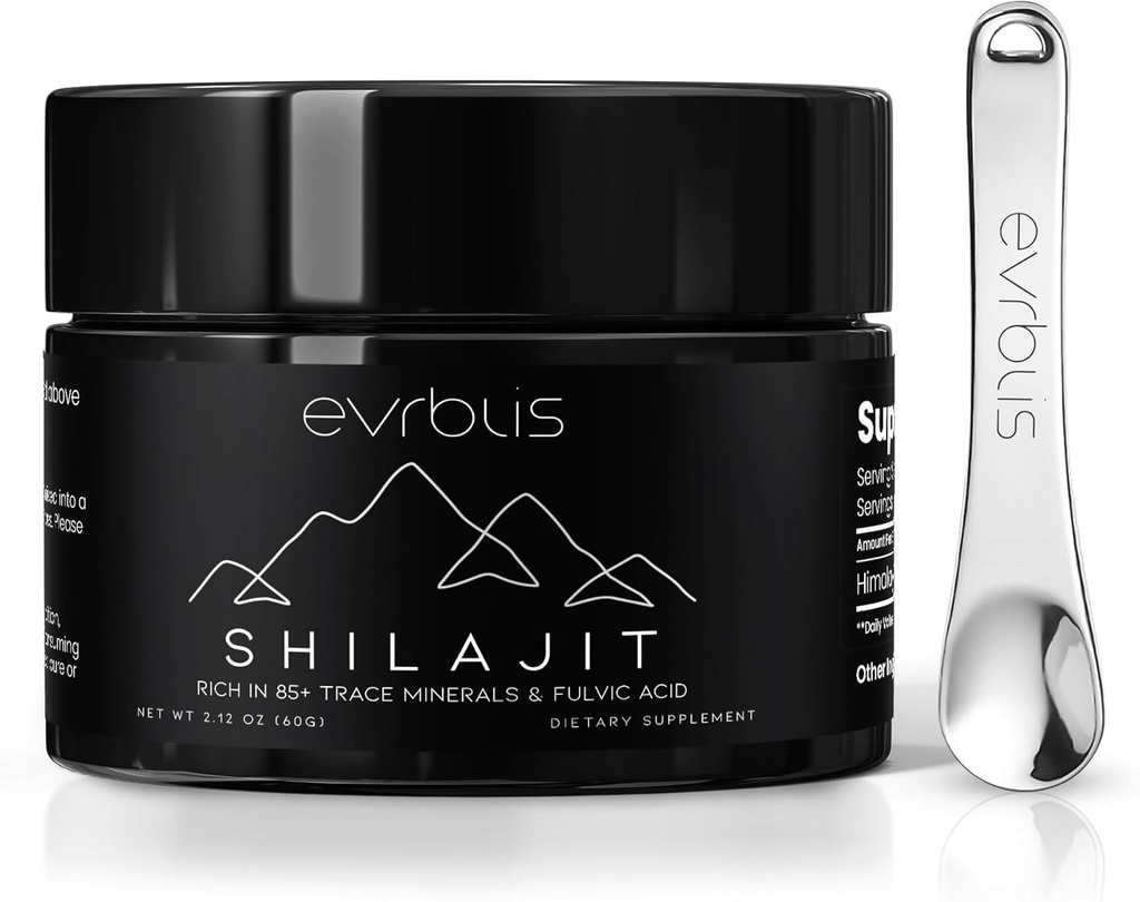 Pure Himalayan Organic Shilajit Resin, Max Potency Gold Grade Shilajit Ergänzung für Männer und Frauen natürliche Energie Boost & Immun Unterstützung mit 85+ Trace Minerals & Fulvic Säure (60 Gramm, 120 Servieren).