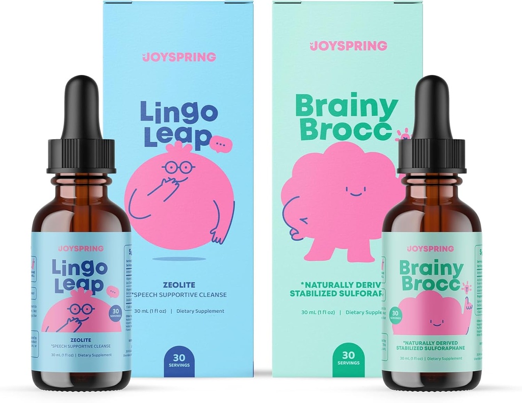 JoySpring BrainyBrocc & LingoLeap Drops Bundle | Kinder Vitamine Natürlich Sourced, Non-GMO, Non-Alcoholic Liquid Formel, Immunität Gesundheitsunterstützung | Vegan & Vegetarische Ergänzungen