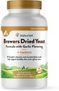 NaturVet – Brewer’s Dried Yeast Formula with Garlic Flavoring – Plus Omegas | Rich in Omega-3, 6 & 9 Fatty Acids | Fortified with B1, B2, Niacin & Vitamin C | for Dogs & Cats | 1000 Chewable Tablets