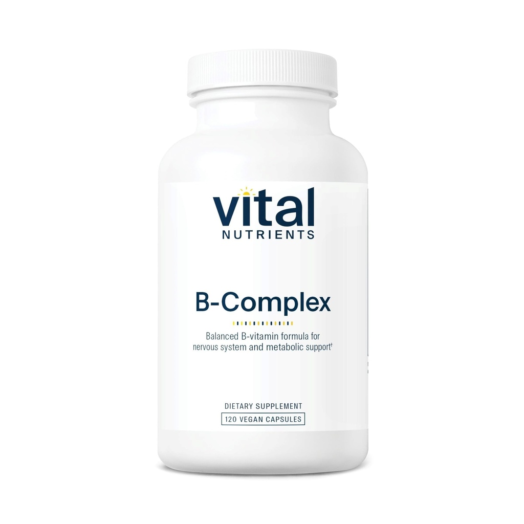 Vital-Nährstoffe Vitamin B-Komplex | Vegan High-Potency Methylierte B-Komplexe Vitamine | B Vitamine unterstützen Energieproduktion, Stoffwechsel und Herzgesundheit* | Gluten, Milch, Soja Free | 120 Kapseln