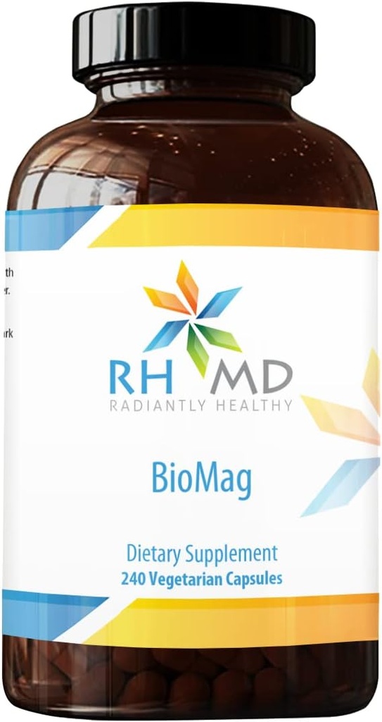 RHMD BioMag - 360mg Chelat Magnesium Supplement - Hochverfügbares Mag zur Unterstützung von Energie, Knochengesundheit + Muskelrückgewinnung - (240 vegetarische Kapseln)