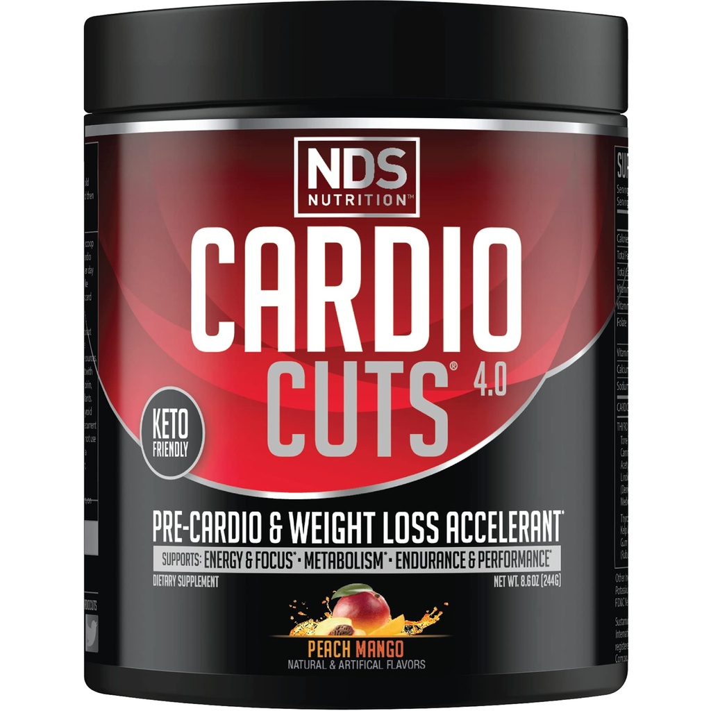 NDS Nutrition 4.0 Pre Workout Supplement - Perdita di peso avanzata e Formula Pre Cardio con L-Carnitina, CLA, MCT, L-Glutamina e Olio di Safflower - Peach Mango (40 Serve)