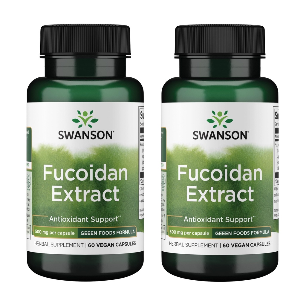 Swanson Maximum Strength Fucoidan Extract - Kräuterergänzung Förderung Immunsystem Funktion - Natürliche Formel Unterstützung Gesamtgesundheit - (60 Veggie Kapseln, 500mg Jeder) (2 Pack)