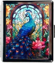 Organizzatore di Pillole di viaggio Piccola custodia per Purse Essentials 7 giorni Cute Pill Box con Specchio Portatile Pill Box per Pocket o Purse Pill Containe Regali di viaggio (Peacock Stained Glass)