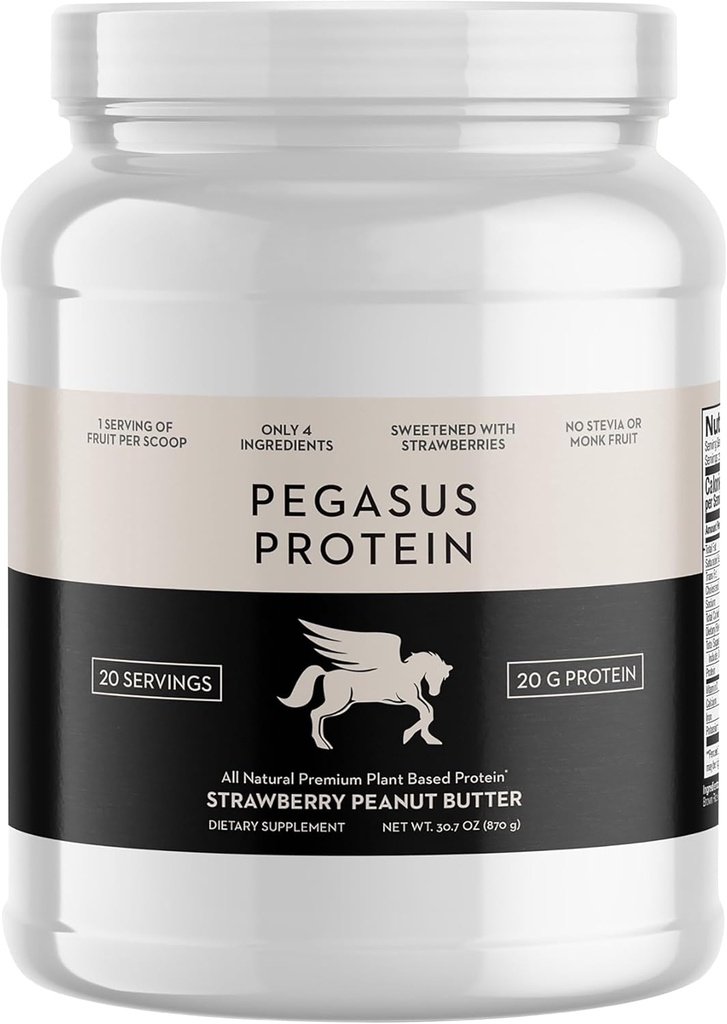 Nur 4 Inhaltsstoffe - No Stevia, No Monk Fruit, No Artificial Sweeteners - Erdbeere Peanut Butter Protein Powder, All Natural, mit Beeren (20g Protein, 20 Portionen)