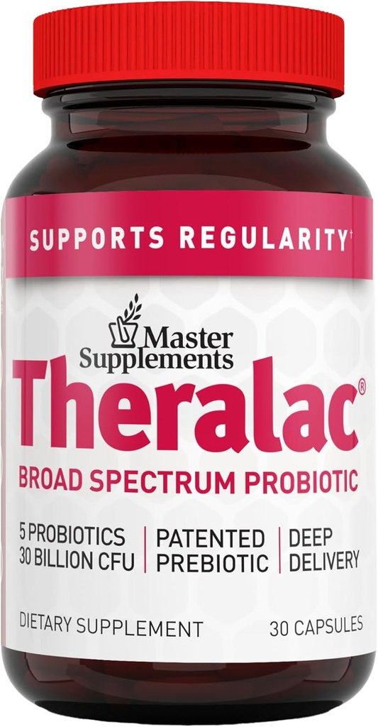 Integratori Master Theralac - 30 Capsule - Probiotici Multi-Strain per una salute ottimale del fegato + gas &amp; Bloating Relief - Gluten Free - 30 Serve