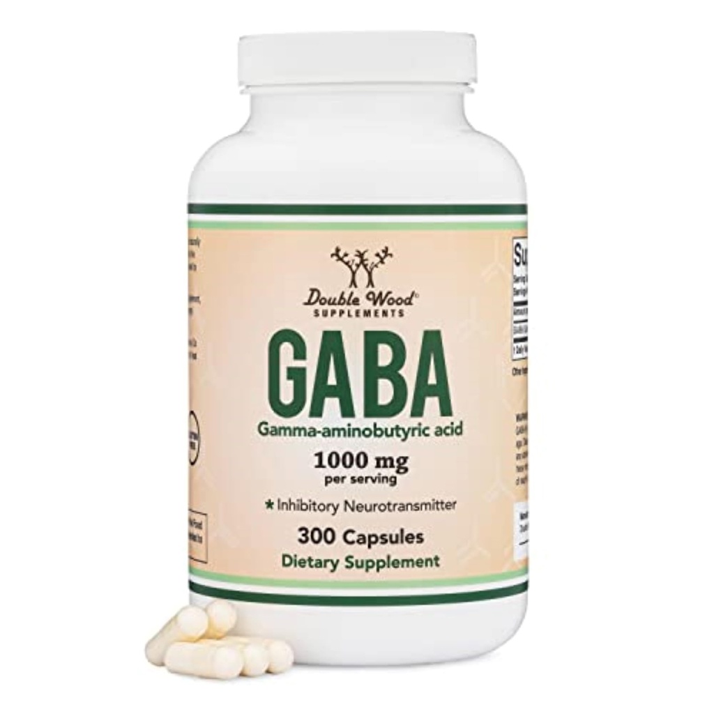 GABA-Ergänzung (300 Kapseln, 1000mg pro Servierung) fördert Beruhigung, Entspannung und Unterstützt Schlaf (Vegan Safe, Glutenfrei, Non-GMO) (Gamma Aminobuttersäure) von Double Wood