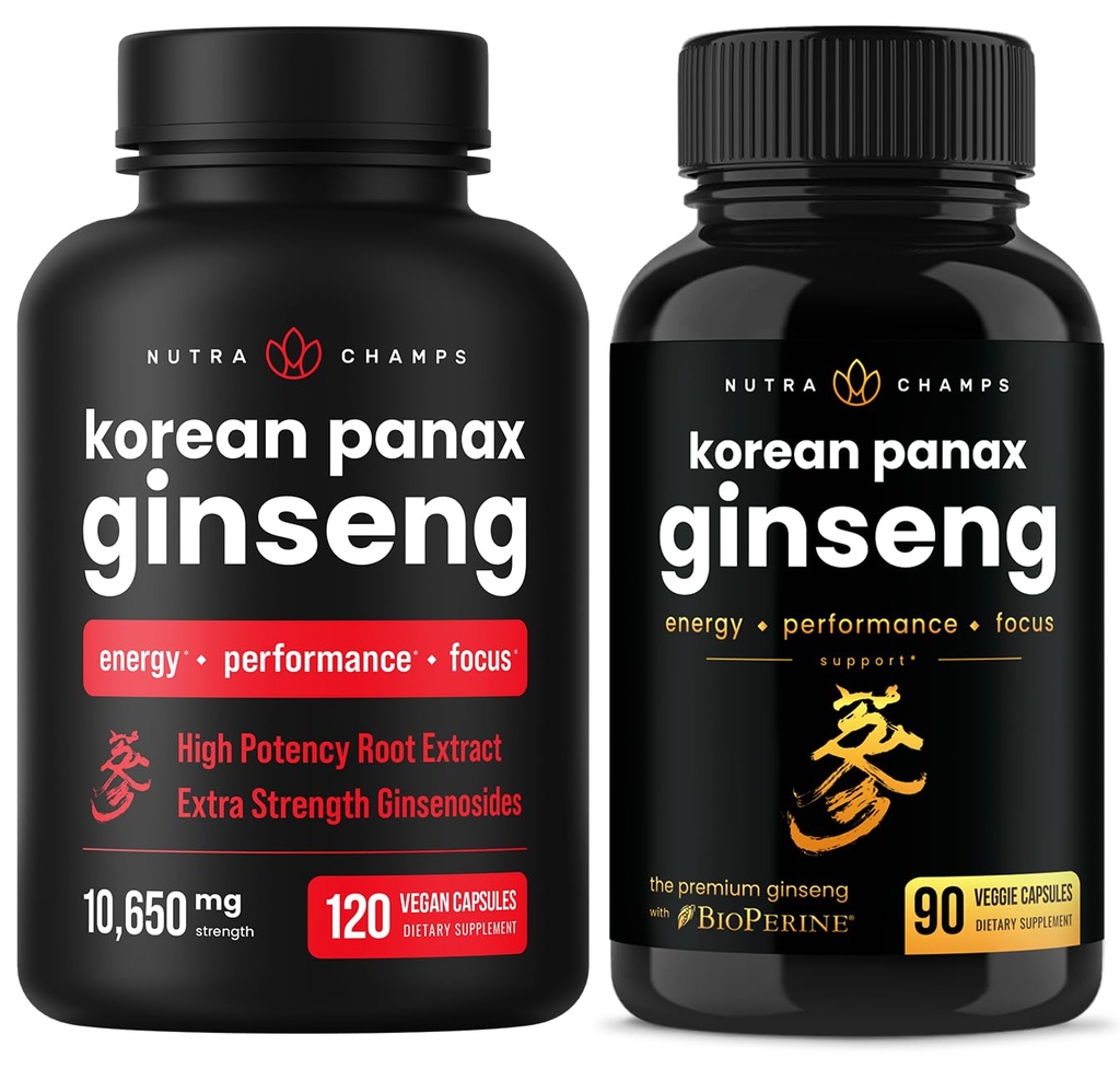 NutraChamps Complete Ginseng Duo - Die komplette Energie, Fokus & Stamina Support Bundle – Ginseng Gold & Korean Red Panax Ginseng