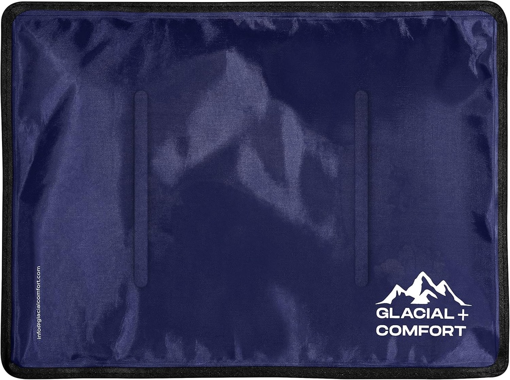 Glacial Comfort Large Gel Ice Pack pour blessures réutilisables - (15" x 11") Cold Pads pour douleurs au dos, la hanche, le genou, l'épaule, les souches musculaires, la migraine et la récupération postpartum, Flex Technology - Compression Pad.