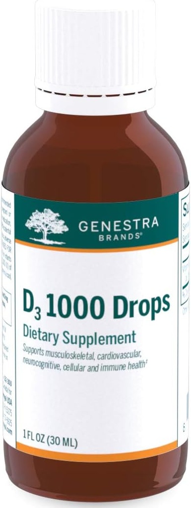 Genestra Brands D3 1000 Drops | Liquid Vitamin D Supplement | 1 fl. oz.
