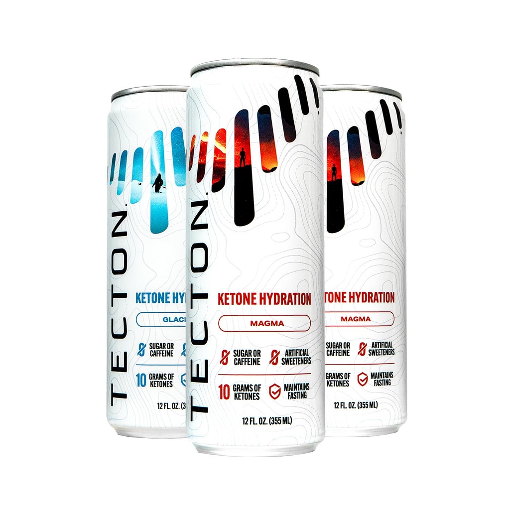 Tecton Ketone Ester- 10g BHB Ketone Ester/Serving, Patentierte Natur-Idene Ketone - Sugar-Free, Variety Pack (2 Gletscher, 2 Magma), Stimulant-Free