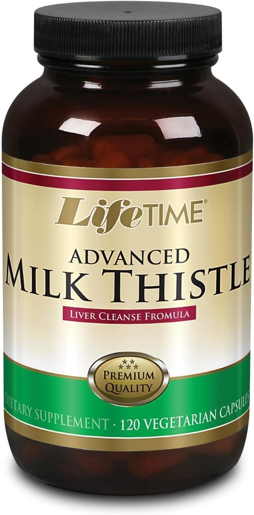 LIFETIME Thistle de lait Mélanger la formule de nettoyage du foie avec la racine de dandelion et le curcuma (120 CT)