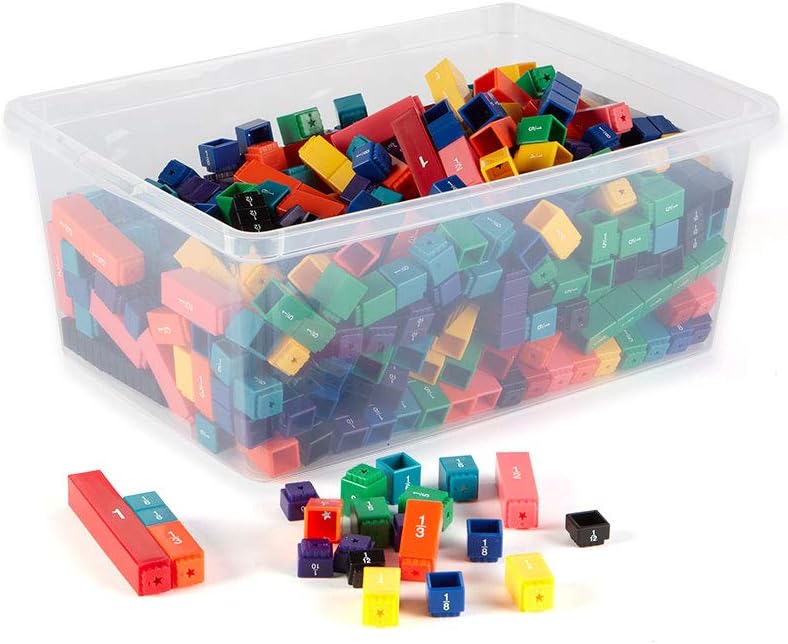 hand2mind Rainbow Fraction Tower Cubes, Montessori Math Materials, Fraction Manipulatives, Unit Fraction, Fraction Cubes, Math Manipulatives pour l'école primaire, Homeschool Supply (15 Sets)