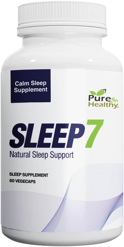 Pure & Healthy Sleep7 Natural Sleep Support w/Magnesium glycinate, Melatonin, L-teanina, Valerian, Lemon Balm, GABA e Passion Flower