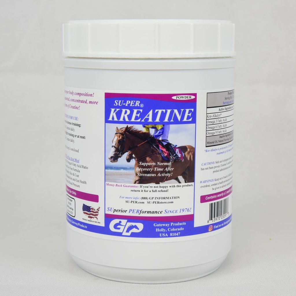 SU-PER Kreatine Energy Horse Supplement - Unterstützt Energieproduktion, Stamina und Endurance - Equine Creatine Supplement mit Kre-Alkalyn - 2,5 Pfund, (2 Pack)