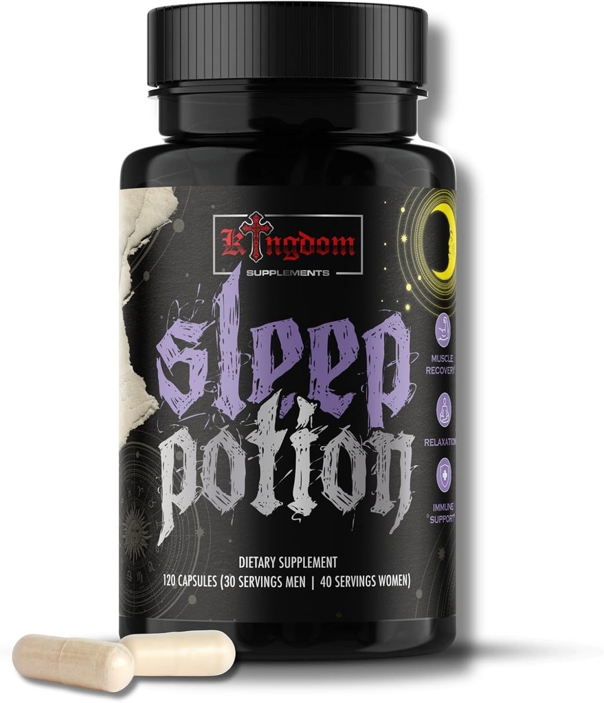 Sleep Potion, Melatonin-Free Sleep Support Capsules 120 Count, Magnesium Glycinate L-Theanin Zink Glycinate Kamille Jujube Seed Lemon Balm, 30 bis 40 Servietten, Glutenfrei