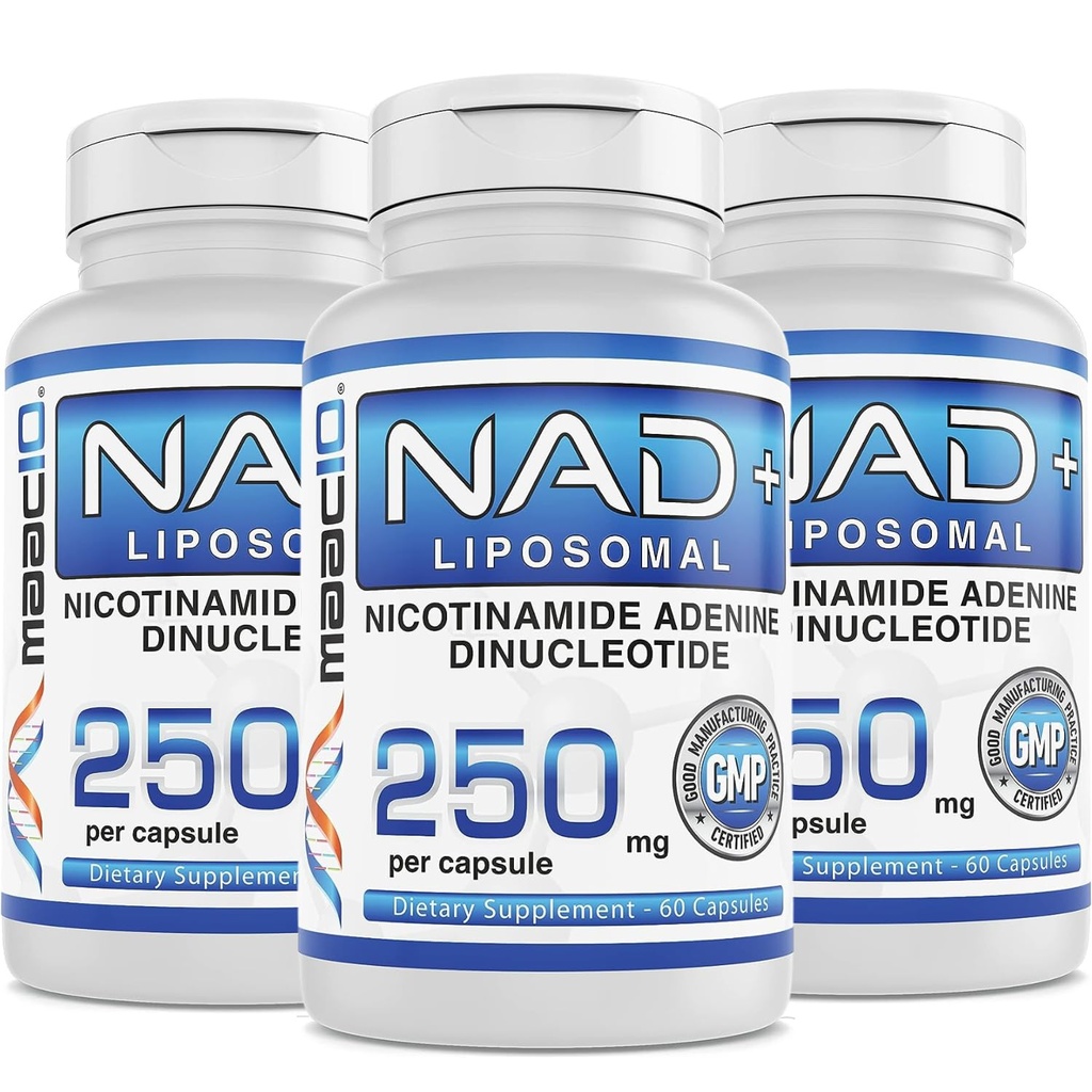 MAAC10 Liposomal NAD+ (180 x 250mg capsule) | Supporta la fatica e l'energia aumentata - Non OGM, Gluten Free, Vegan (3 Pack)