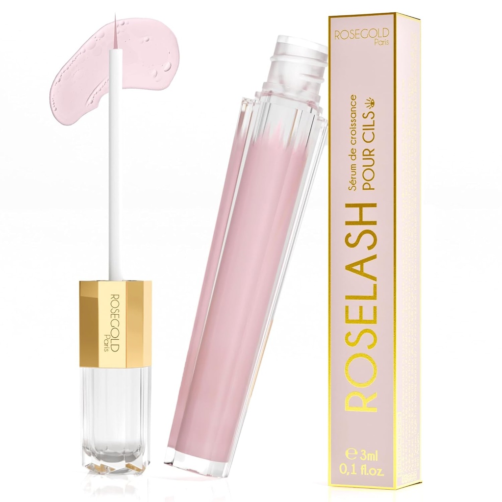 ROSEGOLD ROSELASH Growth Serum für Fuller, Longer, Thicker Lashes - 95% Natural Made in France - Hormonfrei, Duftfrei - Vegan