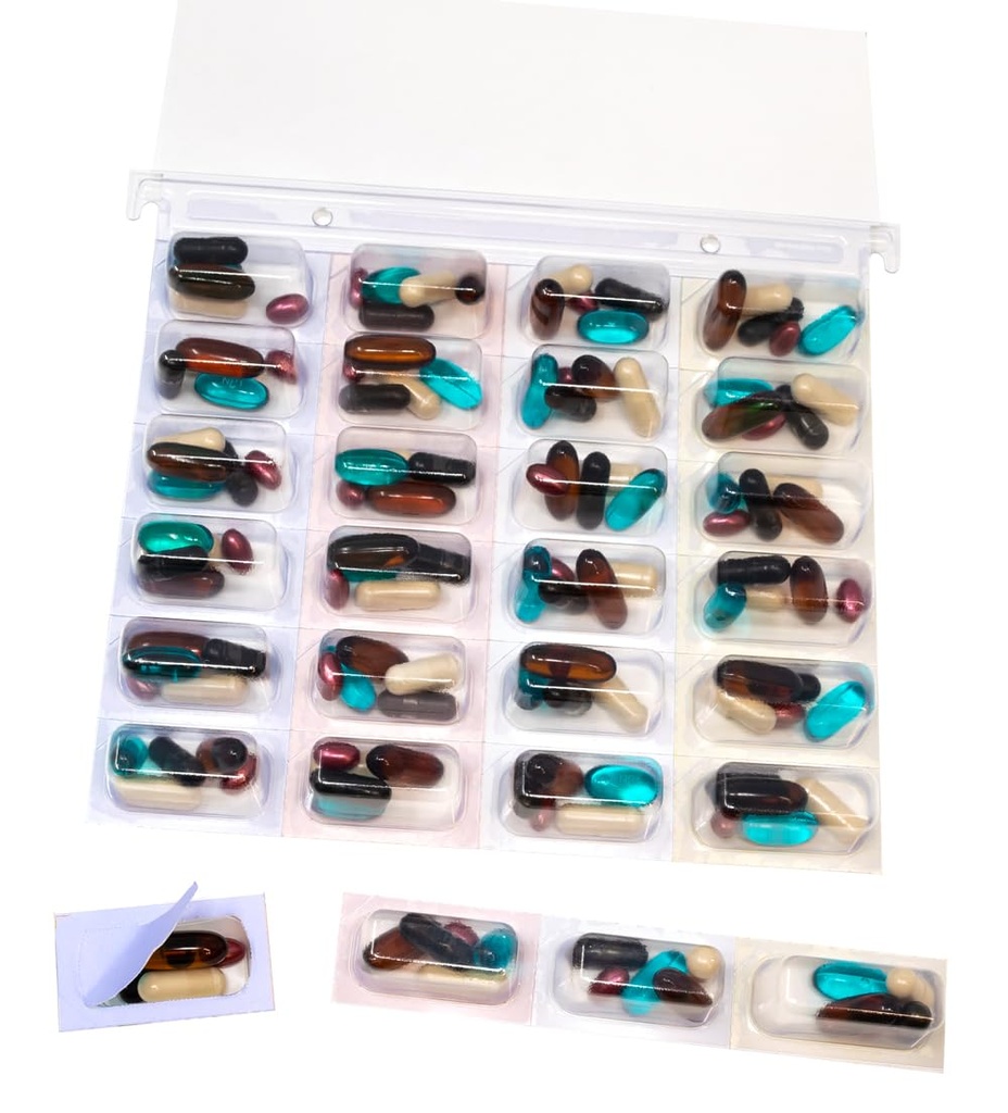 Kaltsiegel-Medikament Blisterkarten, 2XL Controlled & Unit Dose Pill Packaging System 6 Pack, Farbe kodiert, einfache perforierte Trennung, keine Siegelausrüstung erforderlich