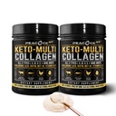 Keto Multi Collagen Peptidi 16.2 oz, Confezione da 2 - Polvere di proteina di brodo di ossa, 5 tipi di collagene idrolizzato, olio di MCT, polvere di proteine non aromatizzata per Joint, pelle, salute dei capelli e del fegato