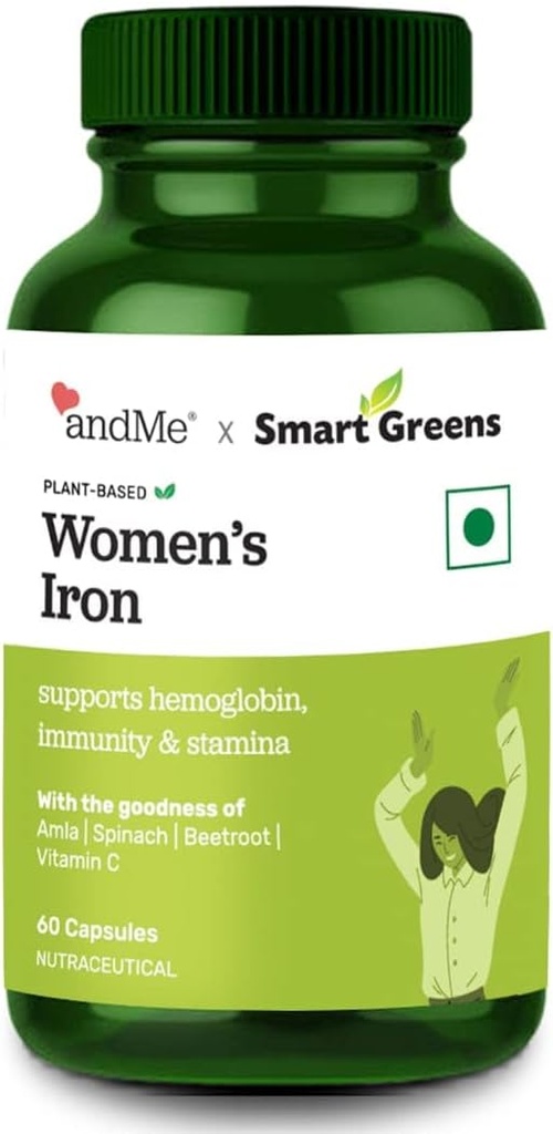 Frauen Eisen Ergänzung mit 100% Eisen, Vitamin C, Folsäure & Vitamin B12 für Hämoglobin, Boost, Stamina & Energie und Immunität - 60 Veg Tabletten