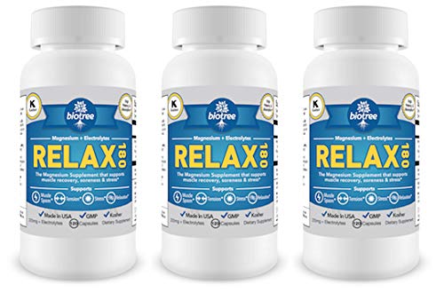 BioTree Labs Relax 180 - Confezione da 3 x 120, Integratore Magnesio e Potassio con Elettroliti | 60 Giorni