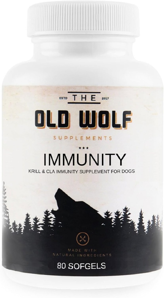 Immunität (Pack Leader) 8 in 1 Multivitamins: Essential Dog Vitamins, Probiotika für Hunde zur Verbesserung der Gesamtgesundheit, Vitamin für Haut und Körpergesundheit - Krill & CLA 80 Weichgel