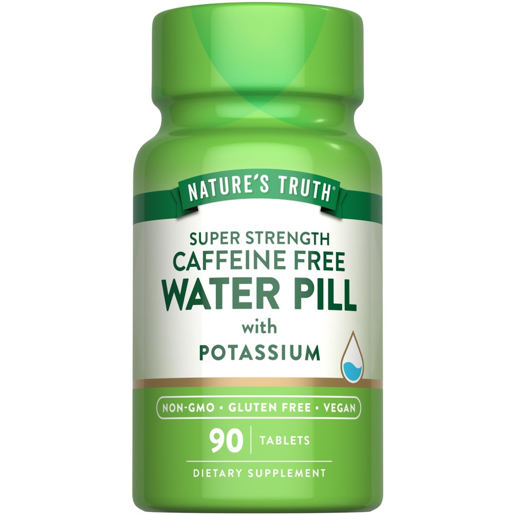 Nature's Truth Super Strength Water Pille mit Kalium | 90 Count | Caffeine Free | Vegan, Non-GMO & Gluten Kostenlos