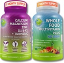 SUPPLEMENTS STUDIO Daily Immune, Bone & Energy Support Duo für Herren & Frauen – Vegan Ganzes Lebensmittel Multivitamin ohne Eisen & Pflanzen-Based Calcium Magnesium mit D3, K2 & Turmeric – Vegan, Non-GMO