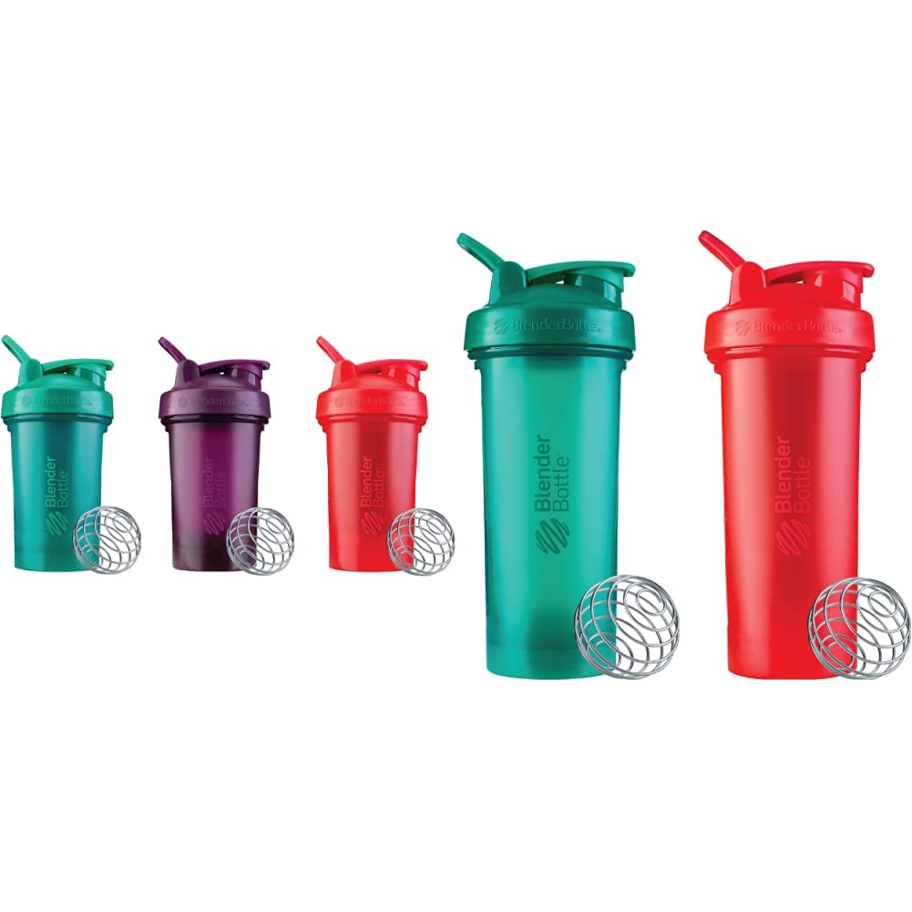 Bouteilles de mélange Classic V2 20-Ounce Shaker Bouteille, 3-Pack: Rouge, Vert, et Plum & Classic V2 Shaker Bouteille parfaite pour les shakes de protéines et préentraînement, 28-Ounce (2 Pack), Rouge, Vert
