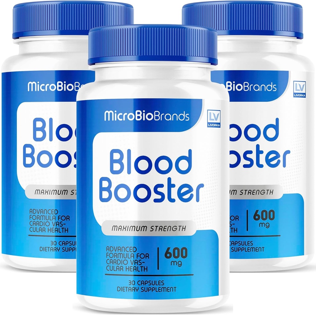 (3 Pack) Microbio Blood Booster, Microbio Blood Booster Pills, Micro Bio Brand Blood Booster, Micro Bio Blood Booster Advanced Formula, Microbio Brands BloodBooster, 90 Kapseln für 3 Monate