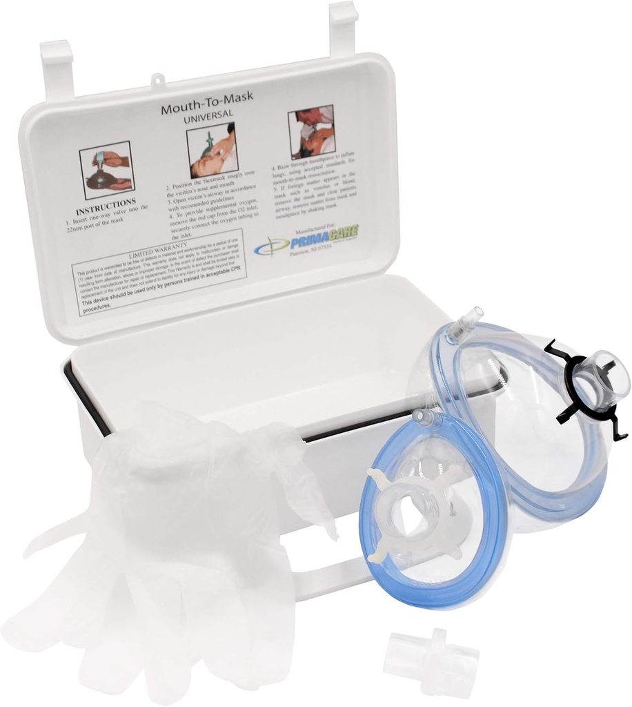 Primarbereich KC-1010 CPR Rescue Mask Resusciting Kit für Erwachsene & Kind mit einem ein-Way Ventil Mund zu Mund für ergänzenden Sauerstoff] Wandhalterung / Tragetasche Inklusive