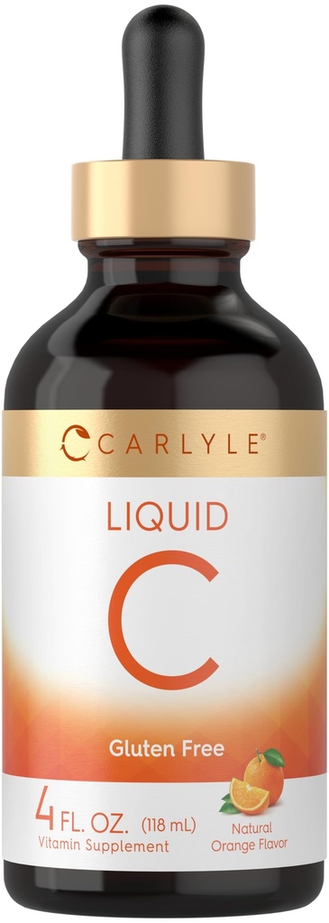 Carlyle Vitamin C Liquid | 4 fl. oz | Orange Flavor | Vegan, Non-GMO, Glutenfreie Ergänzung