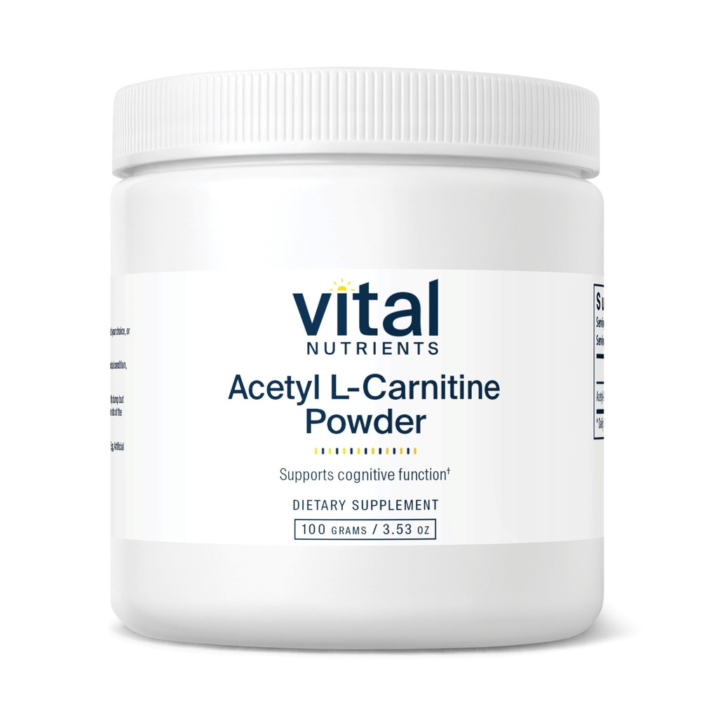 Vital Nährstoffe Acetyl L-Carnitin Pulver | Gehirn, Gedächtnis und kognitive Unterstützung Ergänzung* | Vegan | Gluten, Dairy, Soy Free | Non-GMO | 100 Gramm