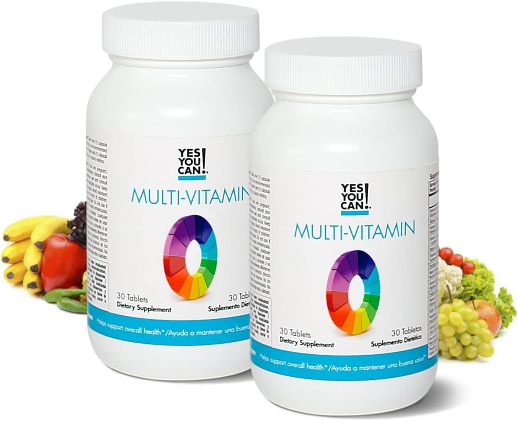 Si' che puoi! Multivitaminici giornalieri per gli uomini e le donne - aiuta ad aiutare la salute generale &amp; benessere, contiene antiossidanti, ricchi di vitamina A, B, C & E - Vitamine giornaliere - 30 compresse - 2 confezione