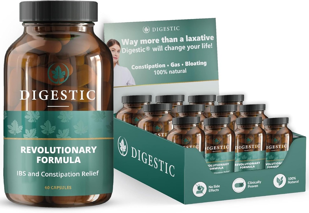 Digestic - Lassativo per il sollievo dalla costipazione - Sgabello Softener per IBS Severe Costipation 100% Naturale - 720 Capsule - Colon Detox Cleanse, per Bloating and Gas Relief - Professional Reseller Pack