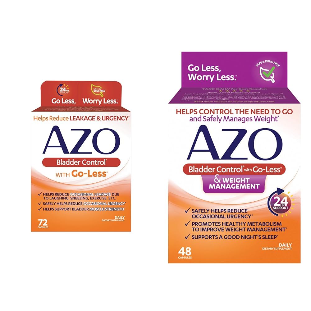 AZO controllo della vescica con Go-Less supplemento giornaliero e gestione del peso Integratore alimentare | Aiuta a ridurre Urgenza occasionale*| 48 capsule