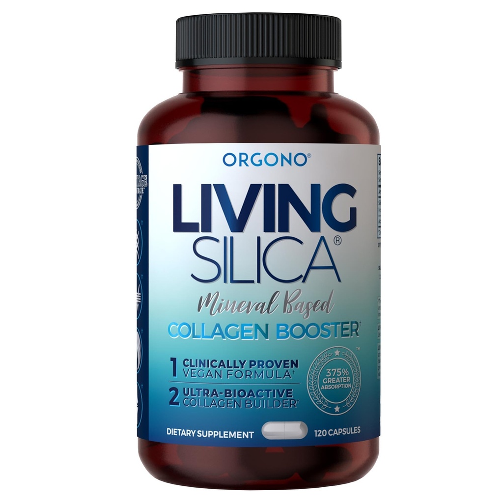 Orgono Living Silica Mineralbasierte Collagen Booster Capsules | Silica-Based | Unterstützt Collagen & Elastin für Gelenk- und Knochenunterstützung, Glowing Skin, Strong Hair & Nails | 120 Kapseln