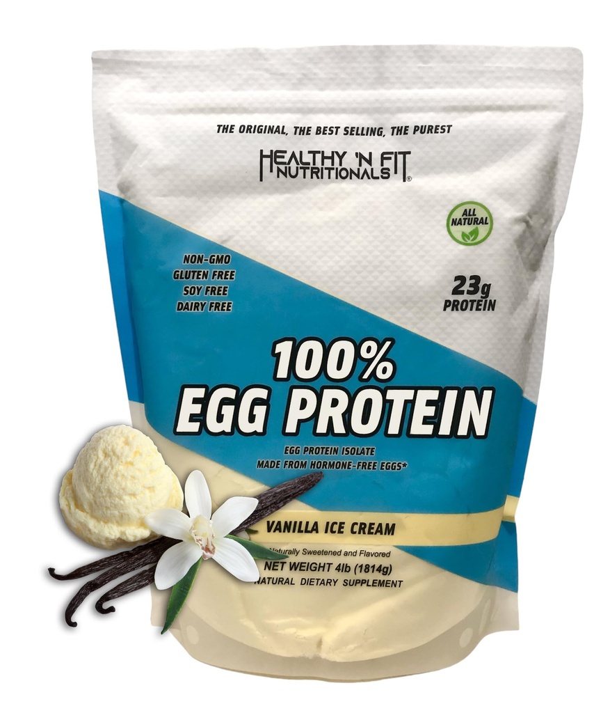 Salute 'N Fit 100% Egg Protein- Vanilla (4lb): 100% Egg White Protein Plus Peptidi naturali.-Naturally addolcito, puro, Keto, Paleo Friendly