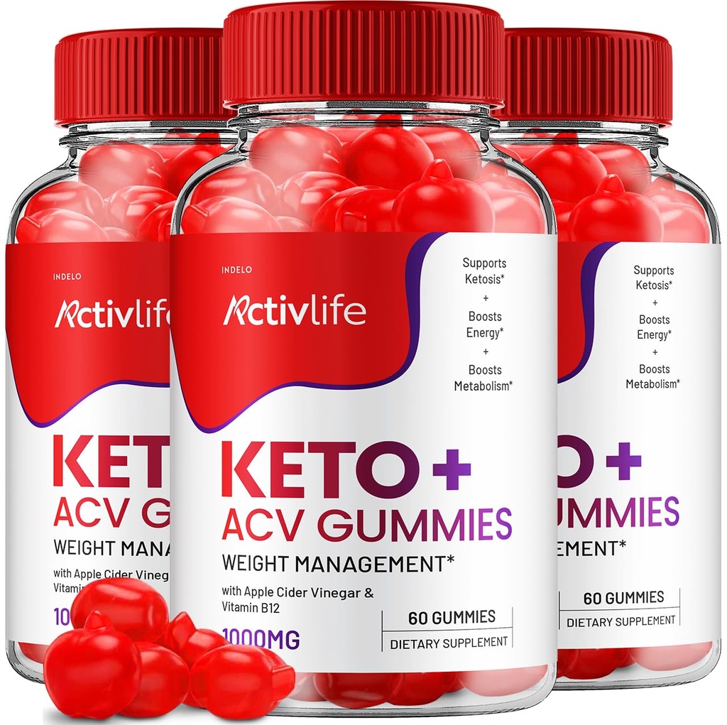 ActivLife Keto ACV Gummies - Active Life Keto Apple Cider Gummies, ActivLife Keto + ACV Weight Management Gummies ActiveLife Advanced 1000mg Formula (3 Pack - 180 Gummies)