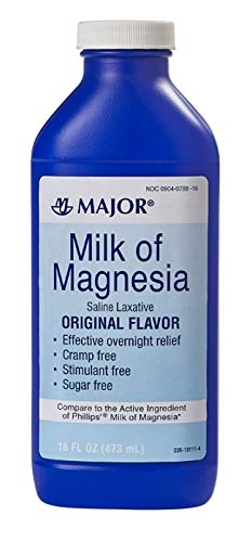 MAJOR Lait de Magnésie Saline Laxative - Arôme original - Relief de nuit efficace - Sans stimulant, sans sucre - 16 Fl Oz