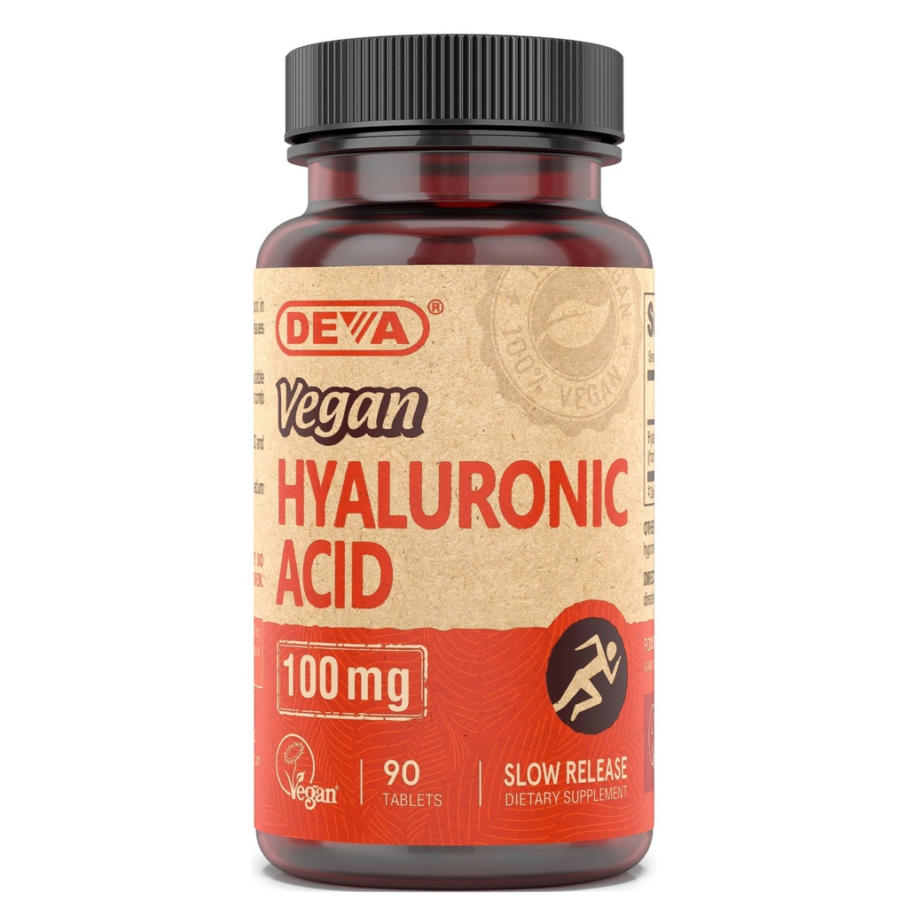 DEVA Nutrition Vegan Hyaluronsäure 100 mg - Non-GMO & Non-Hemolytic - 90 Tabletten, 1-Pack