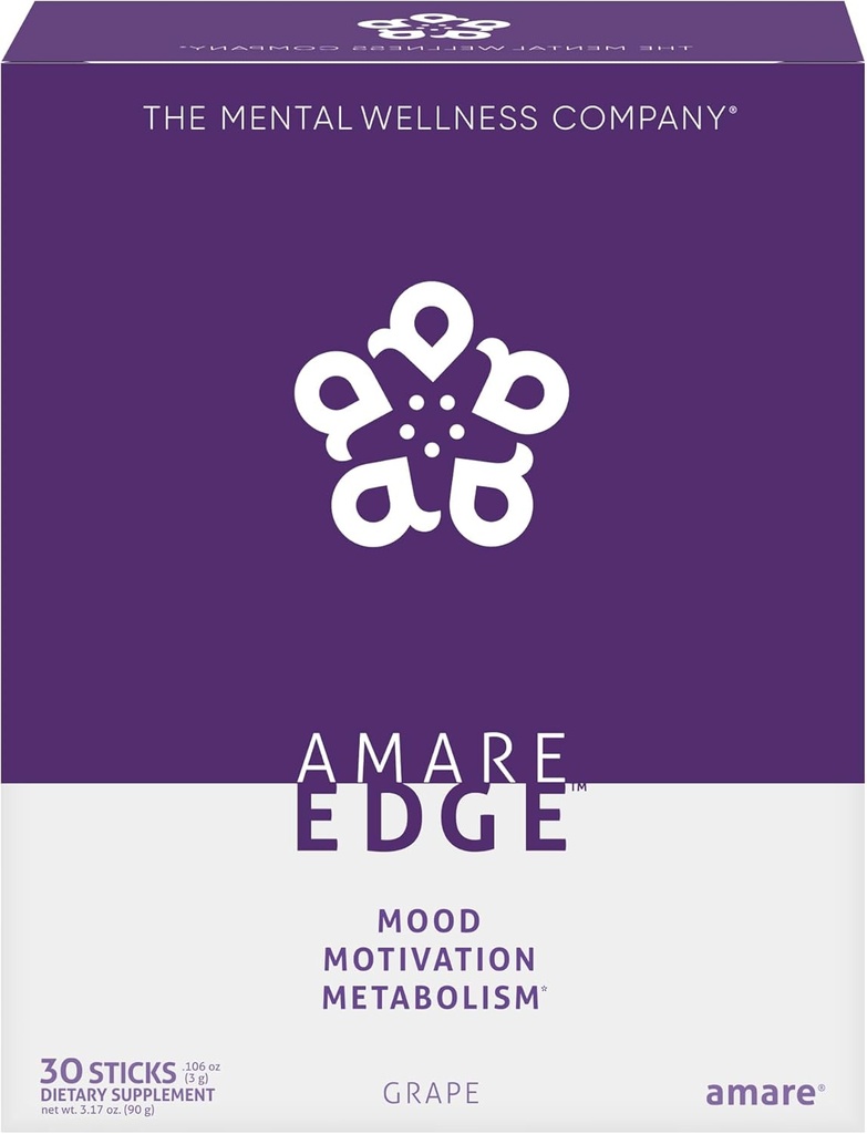 Amare EdgeTM Plant Based Nootropic Pulver Getränk für Ausdauer und Motivation, Trauben, 30 Portionen