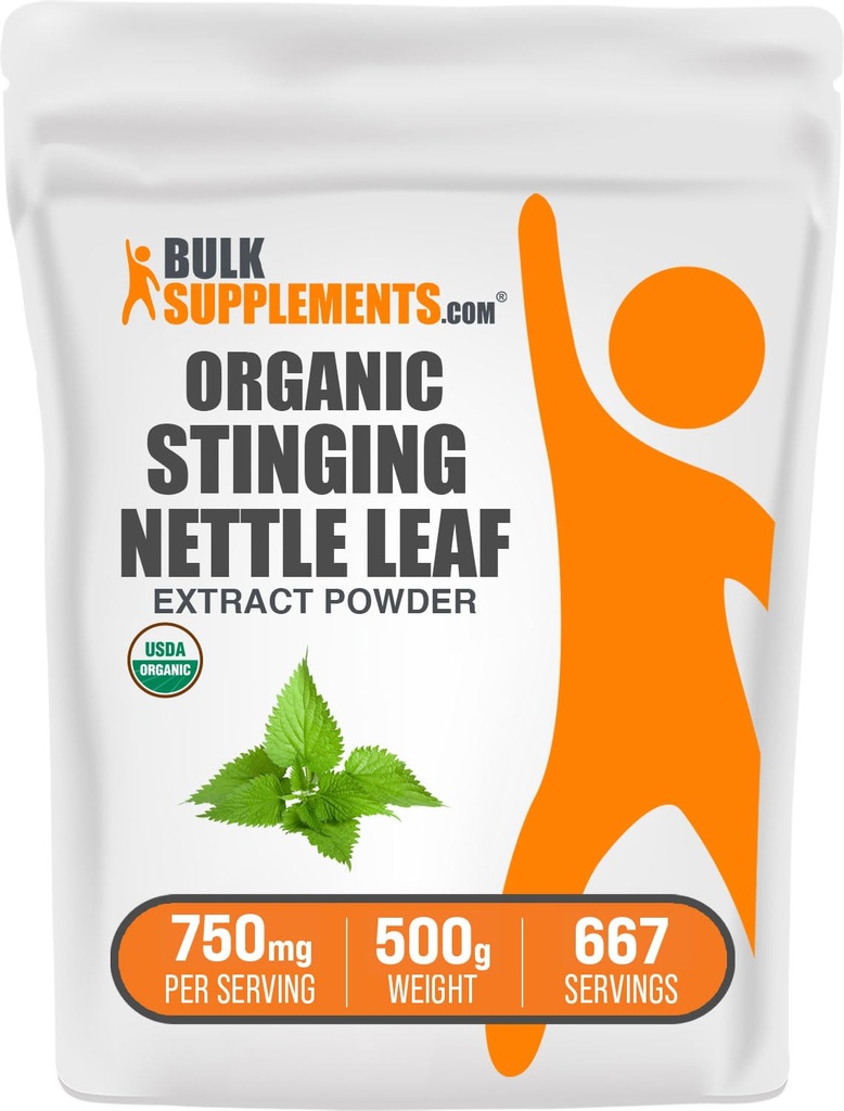 BulkSupplements.com Organic Stinginging Nettle Extract Powder - Nettle Leaf Extract, Kräuterergänzung - Vegan & Gluten Free, 750mg pro Servierung, 500g (1.1 lbs) (Pack von 1)