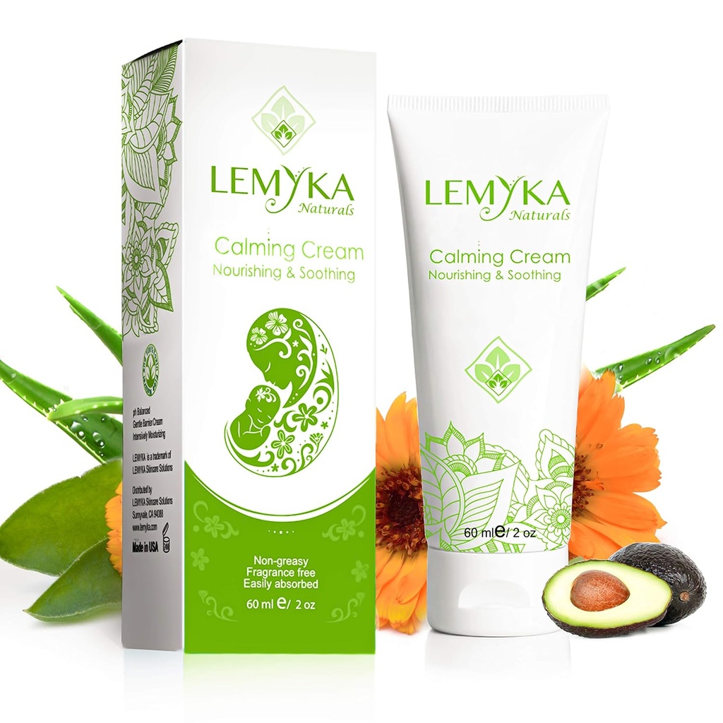 Natürliche Eczema-Creme, Itch Relief für Atopische Dermatitis, Beruhigend & Intensiv Feuchtigkeitsspendend, Trocken gekrackte Hautbalsam, Anti Itch Salbe, 10X Organische Aloe vera, Ceramide, LEMYKA, 2OZ