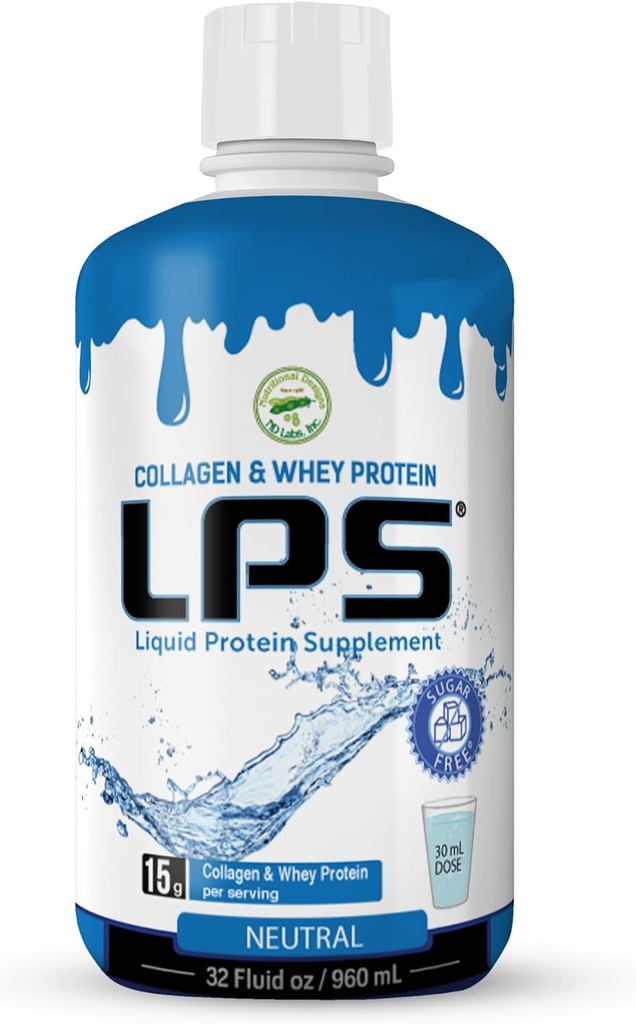 Ernährungsdesigns LPS Liquid Collagen & Whey Protein Supplement - Zuckerfreies Non-GMO-Getränk - fördert gesunde Haut und Haar für Männer & Frauen (Neutral)