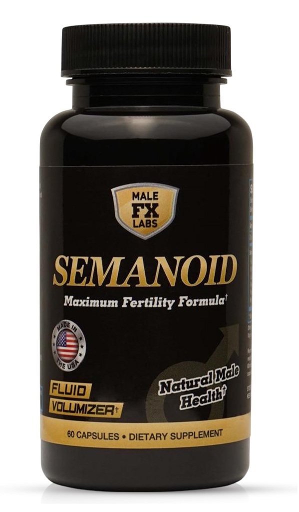 SEMANOID (60 Caps) Formula di fertilità massima e Volumizer di sperma - ingredienti di fertilità avanzata e miscela di vitamina prenatale maschile, 1 mese di fornitura
